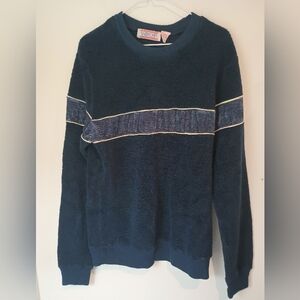 Vintage 1980s Snowdrift Men’s XL Acrylic Striped Crewneck Sweater Zayre Macau
